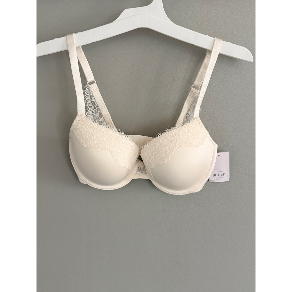 Auden‎ 32D Demi Bra White Light Lift Comfort Wire Smooth Coverage NWT